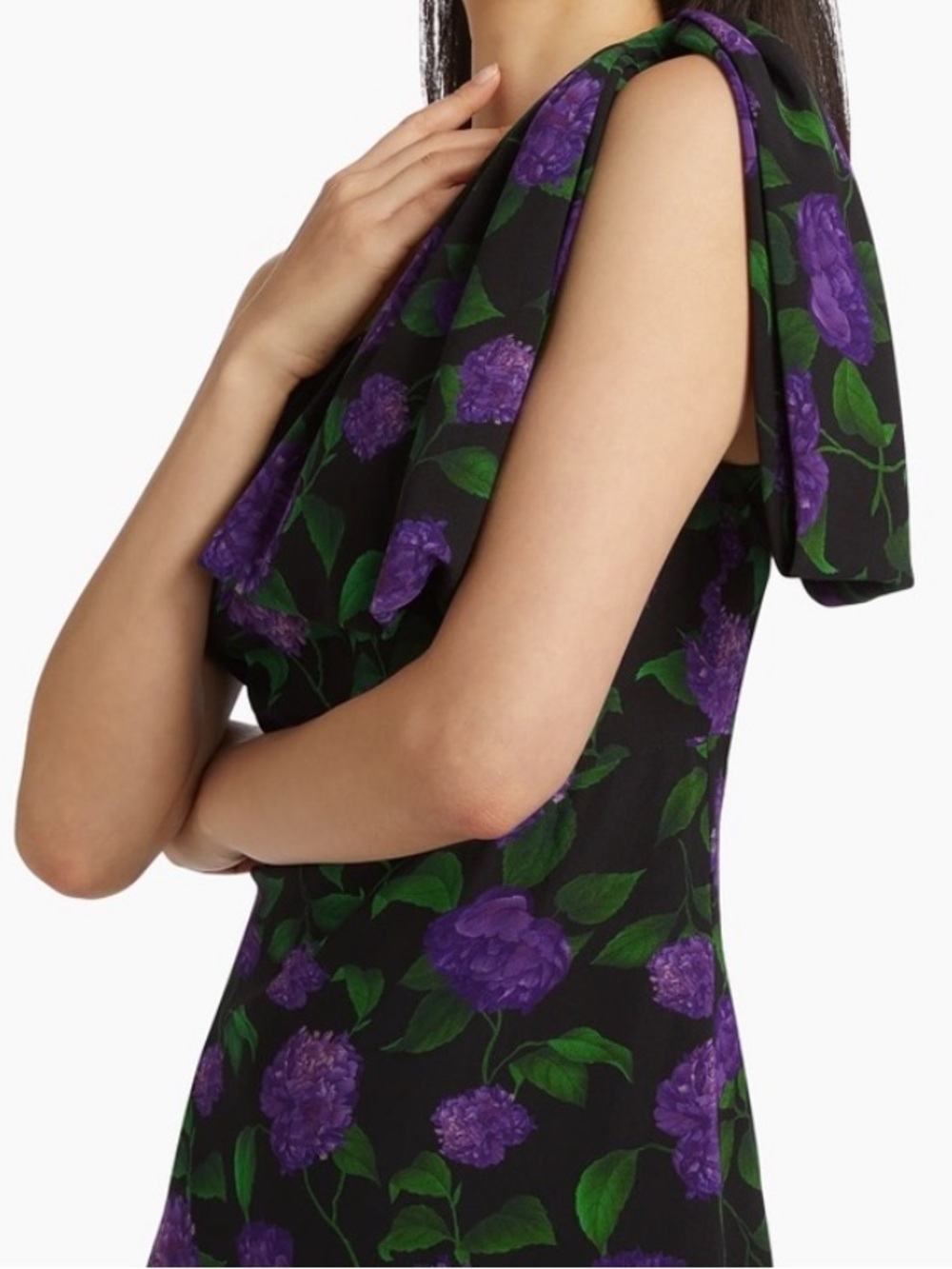 NWT SACHIN + BABI Black & Purple Sleeveless One Shoulder Bow Dress Gown Size 6 - Picture 5 of 8